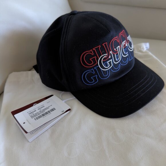 NWT GUCCI Baseball Cap This Season'S Logo Navy Cap Size M 58 Cm - Picture 5 of 10